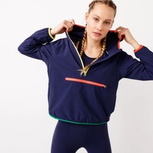NEW BALANCE FOR J. CREW HALF ZIP ANORAK HOODED JACKET IN NAVY SIZE: SMALL